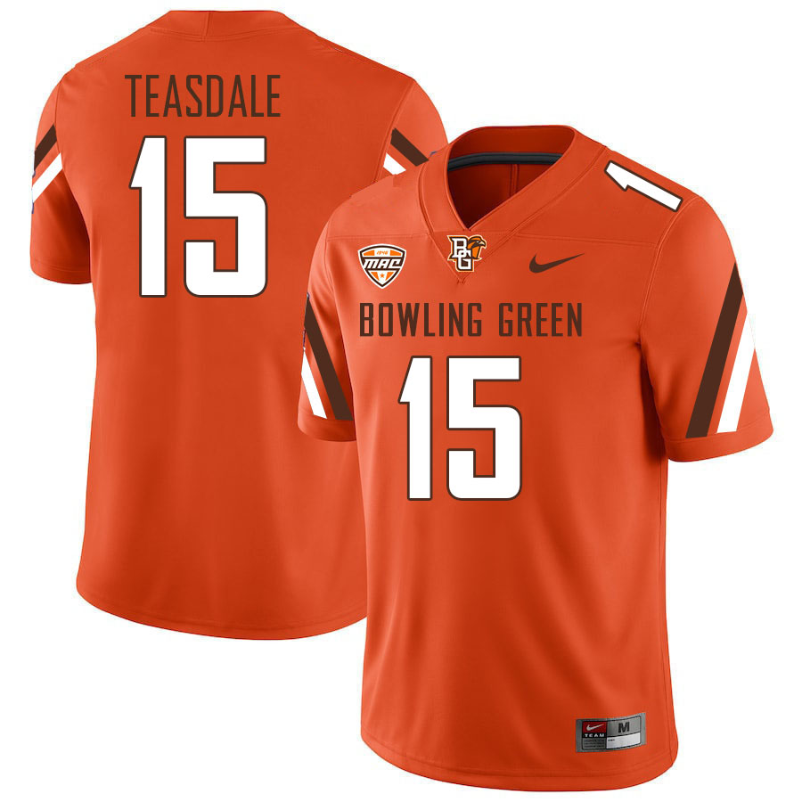 Bowling Green Falcons #15 Coleman Teasdale College Football Jerseys Stitched Sale-Orange